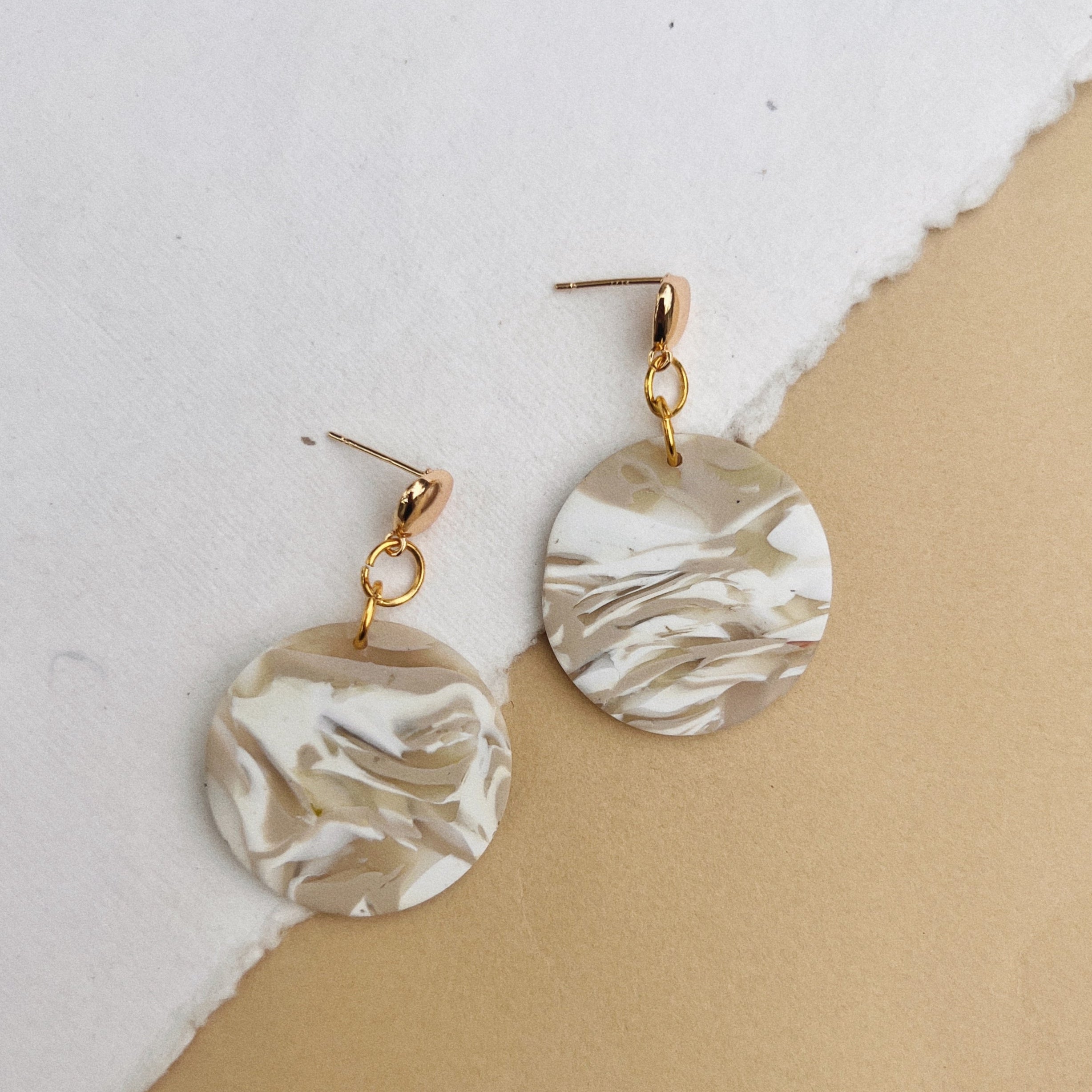 Neutral Marble Pattern Dangle Earring