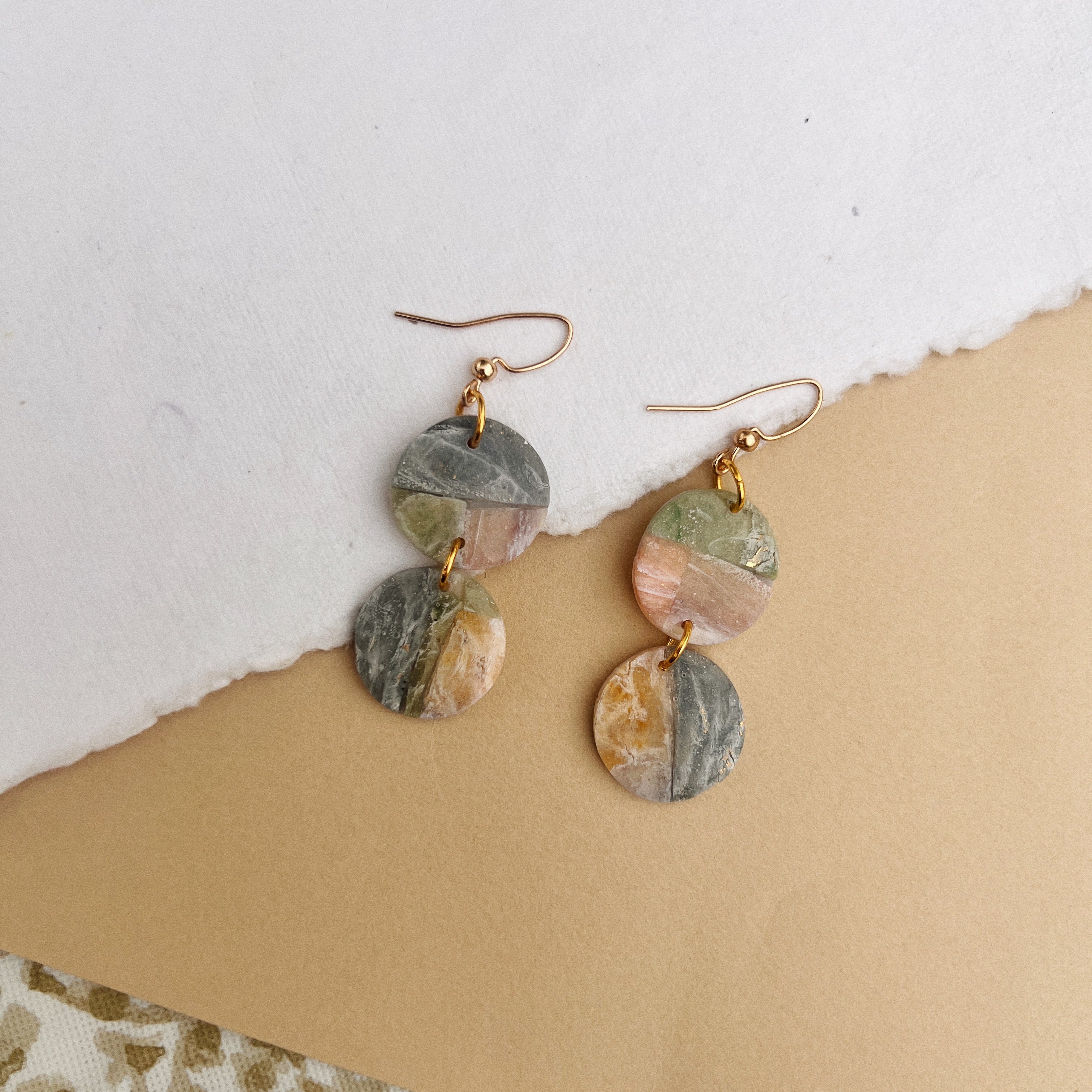 Multi Color Marble Pattern Dangle Earring