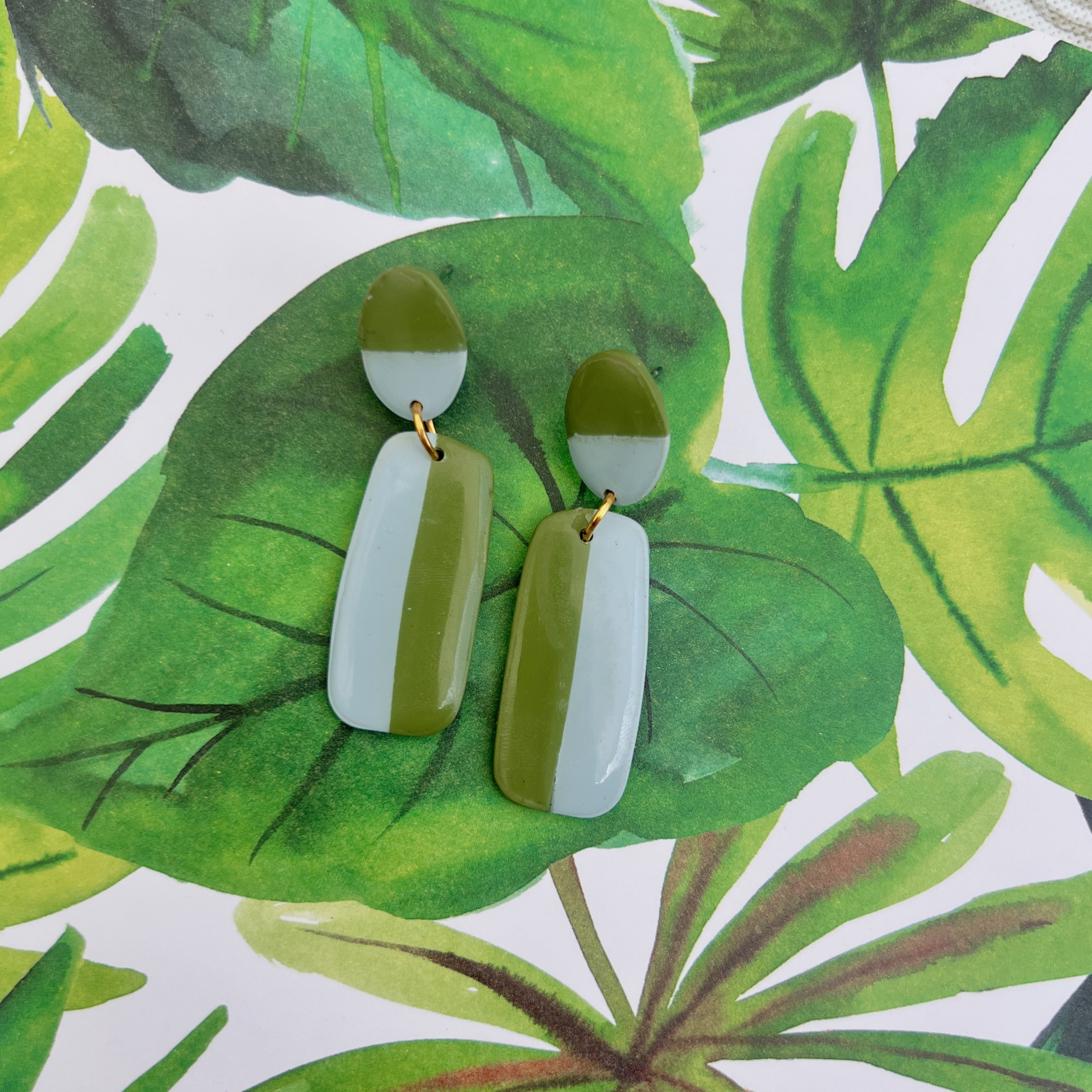 Green and Blue Color Block Dangles