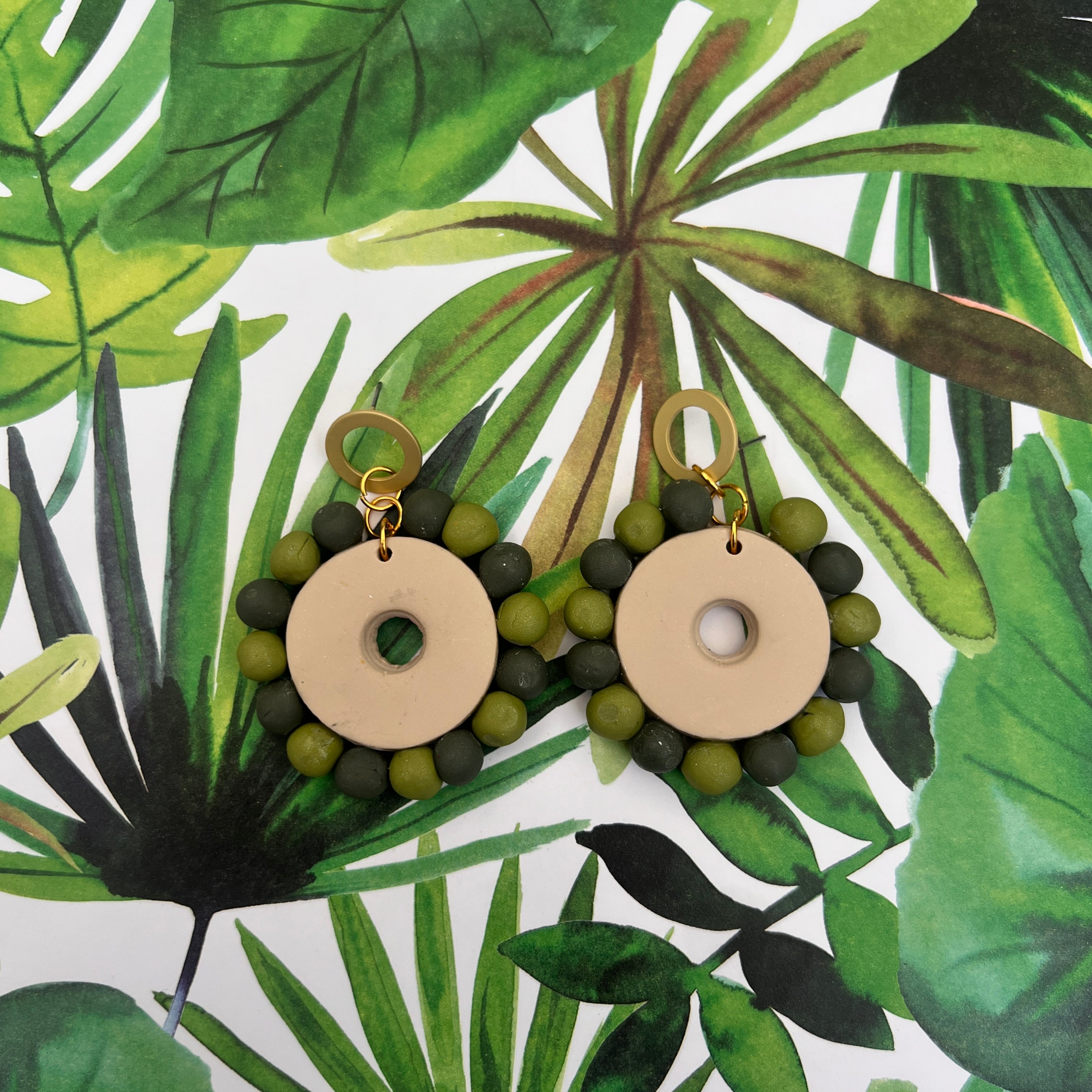 Circle Pom Pom Styled Dangles