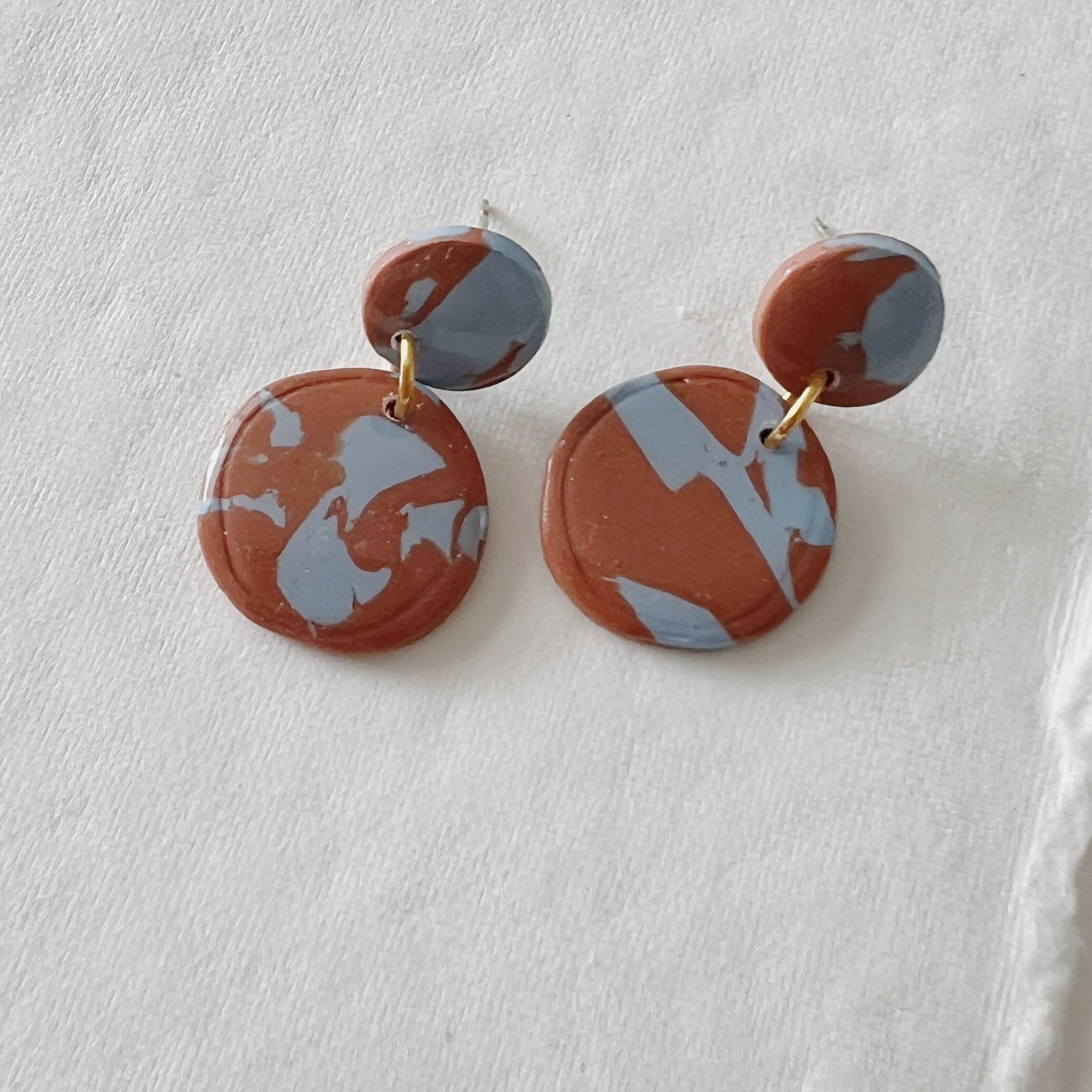 Blue and Brown Marble Dangles