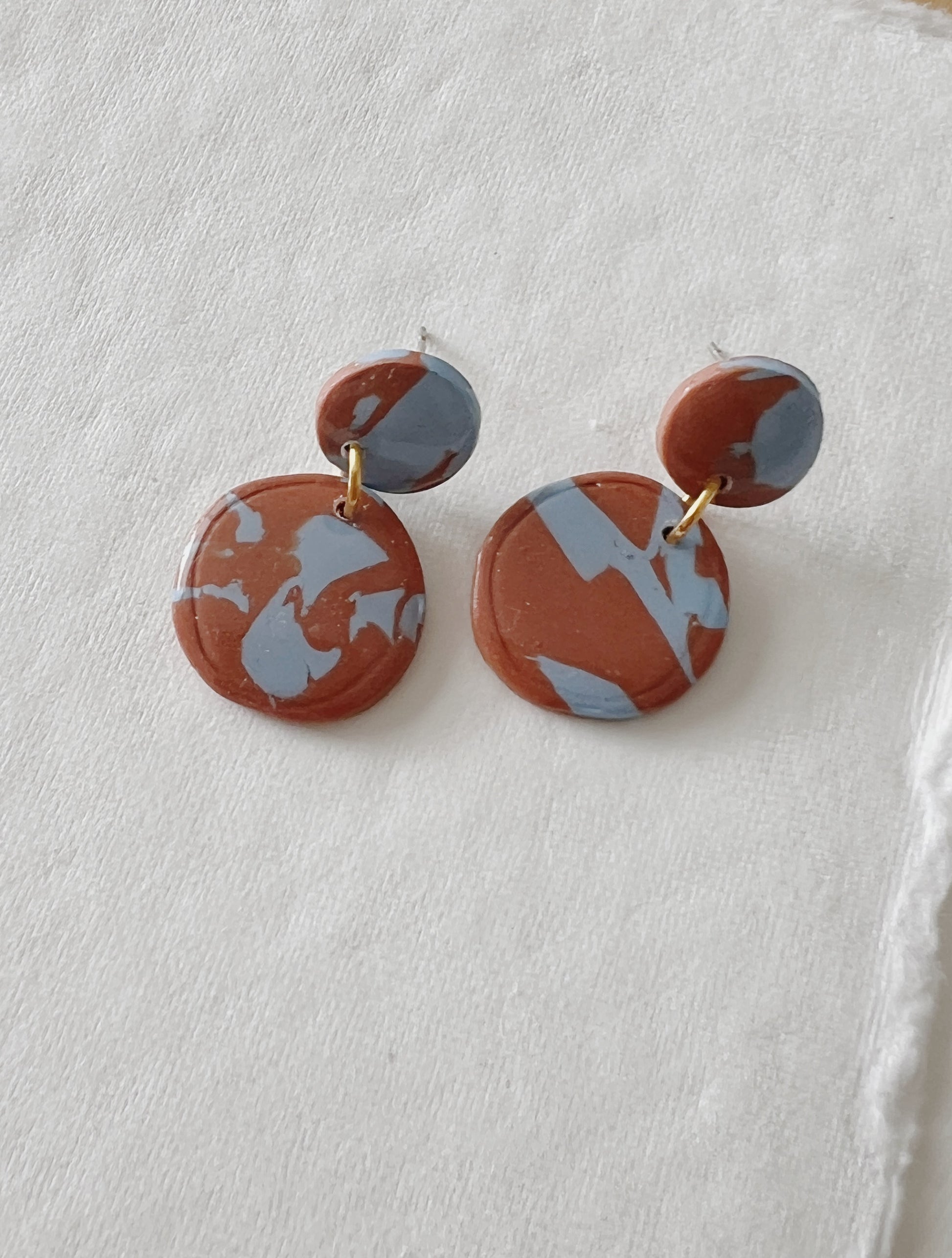 Blue and Brown Marble Dangles