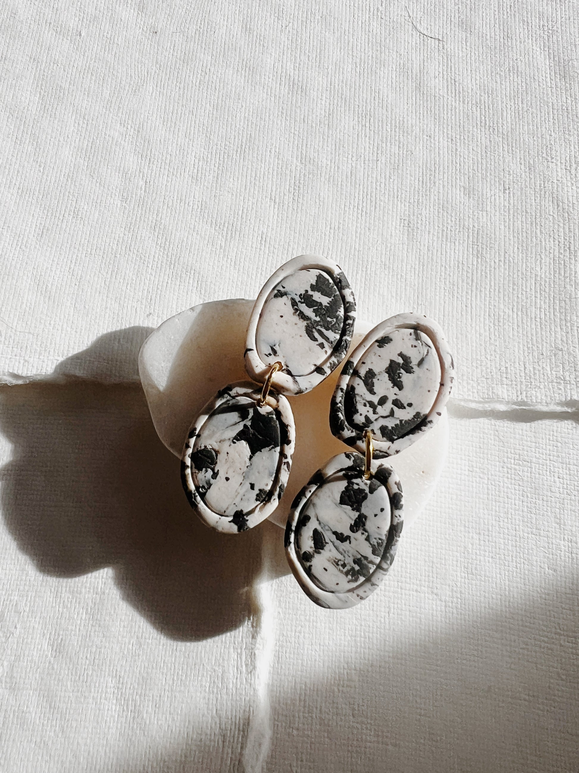 Black and White Speckled Oval Dangles