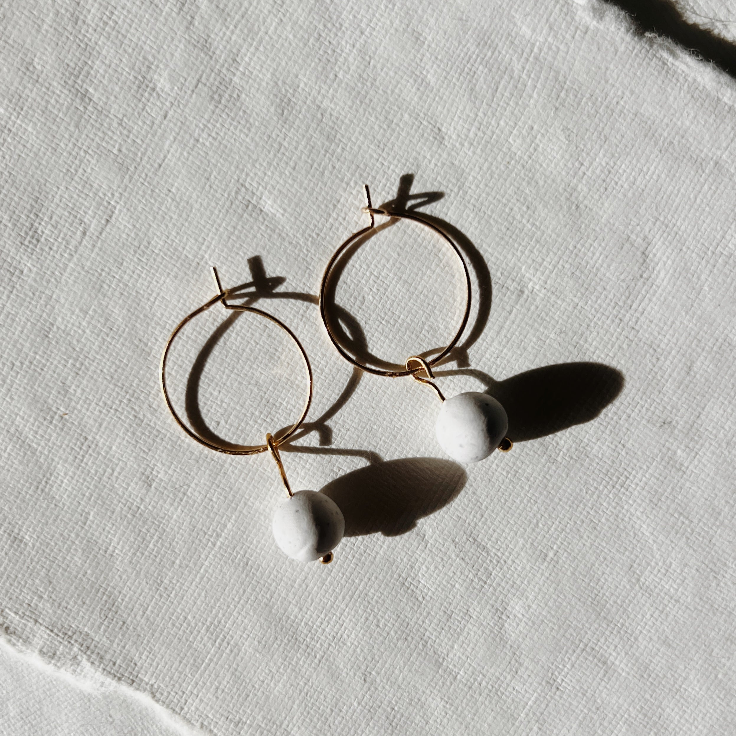 White Beaded Dainty Hoop