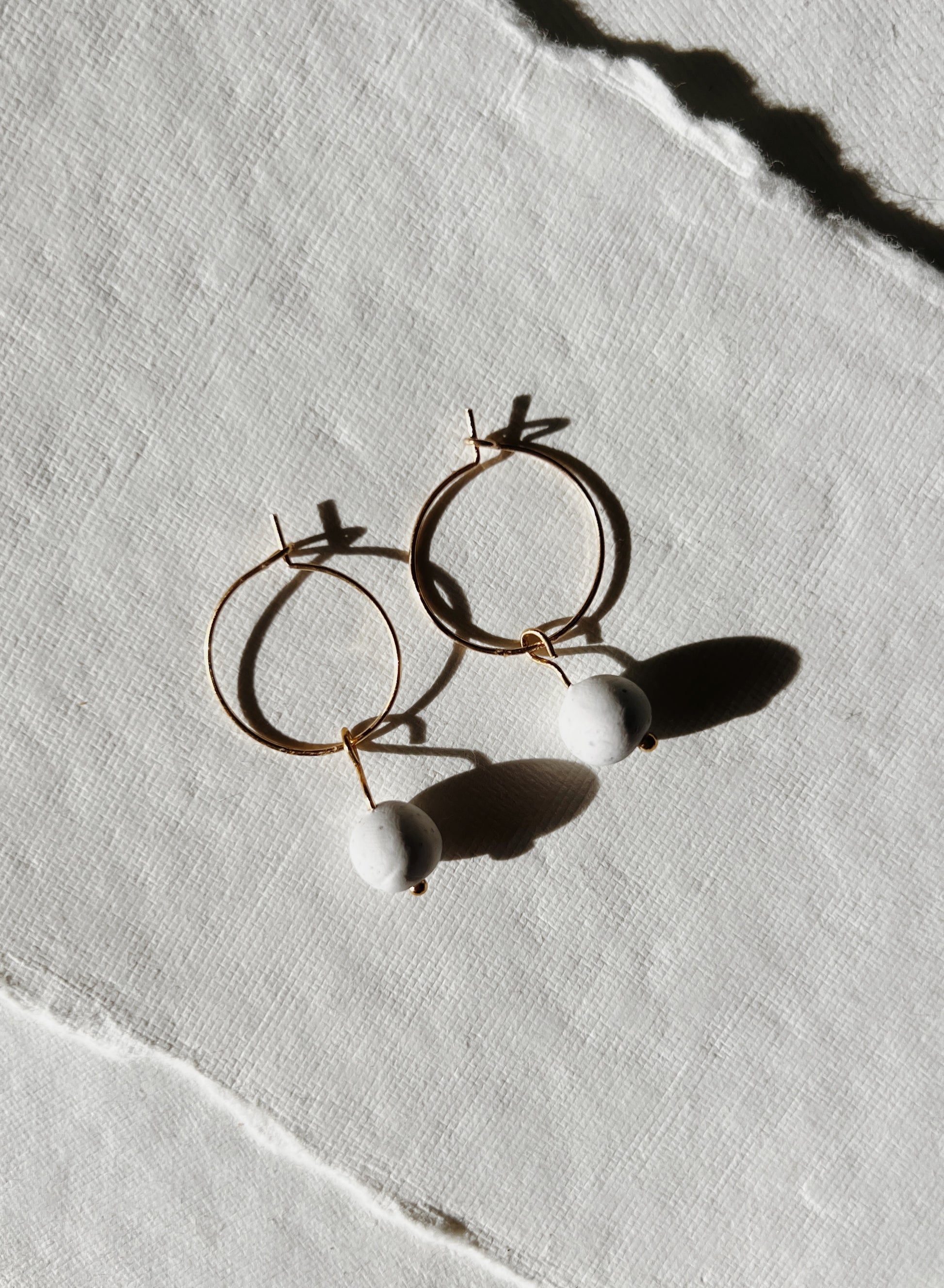 White Beaded Dainty Hoop