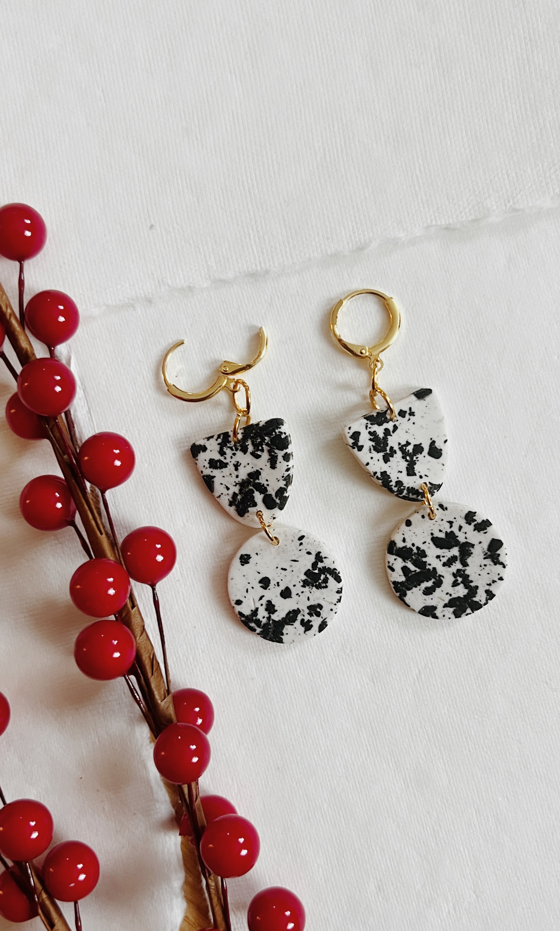 White and Black Speckled Dangles