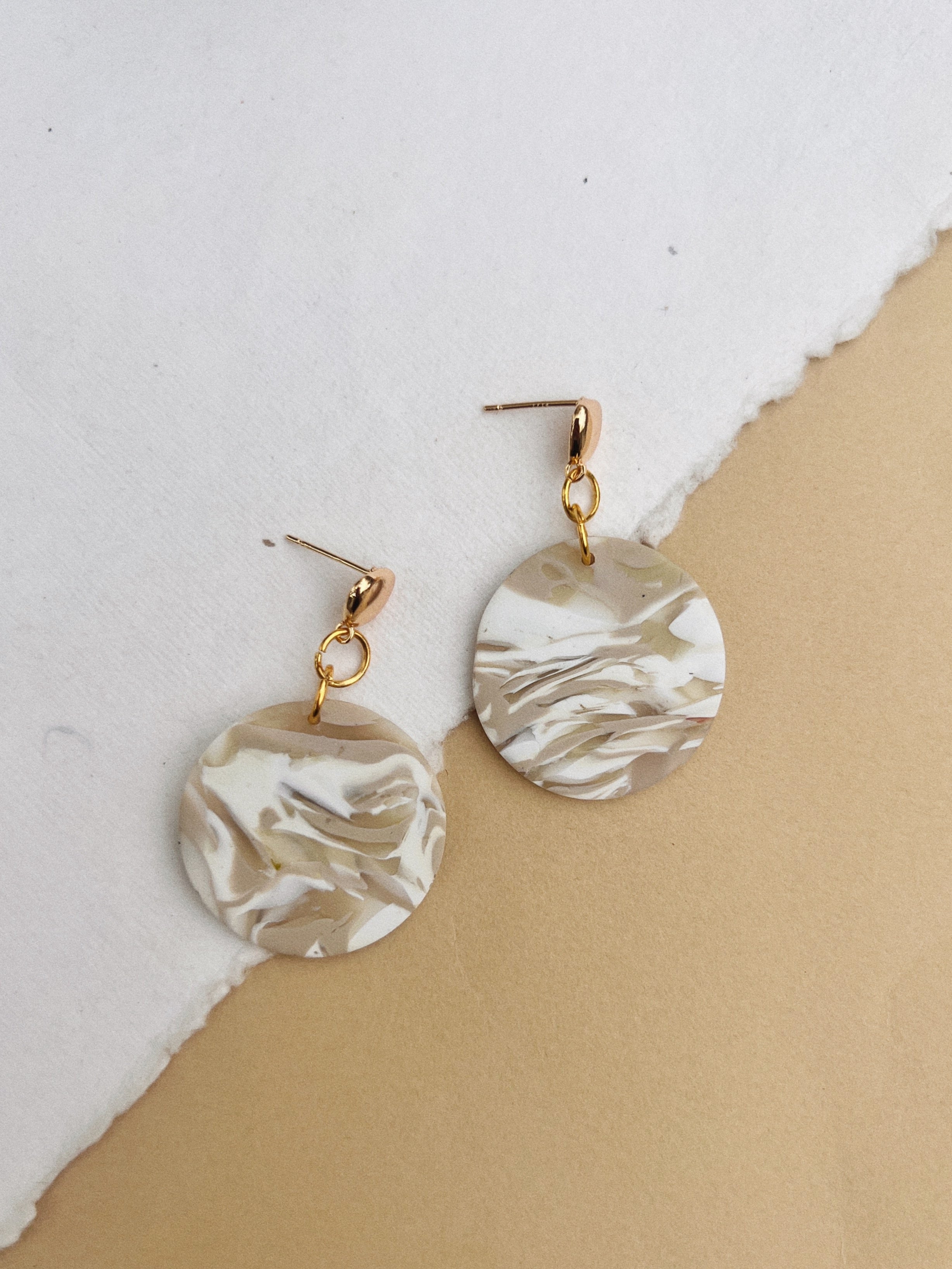 Neutral Marble Pattern Dangle Earring