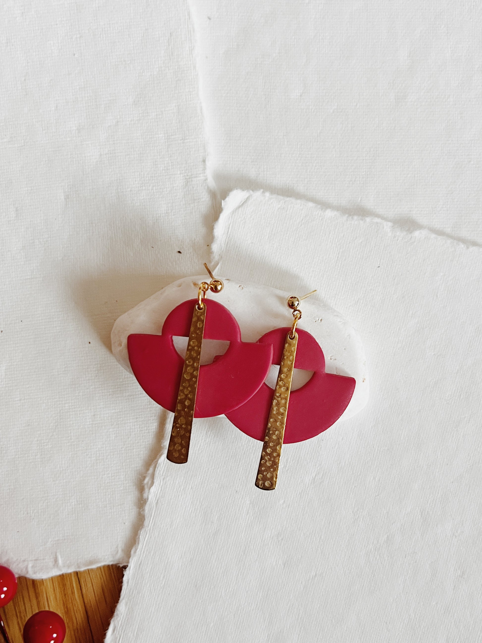 Red Half Donut Dangle