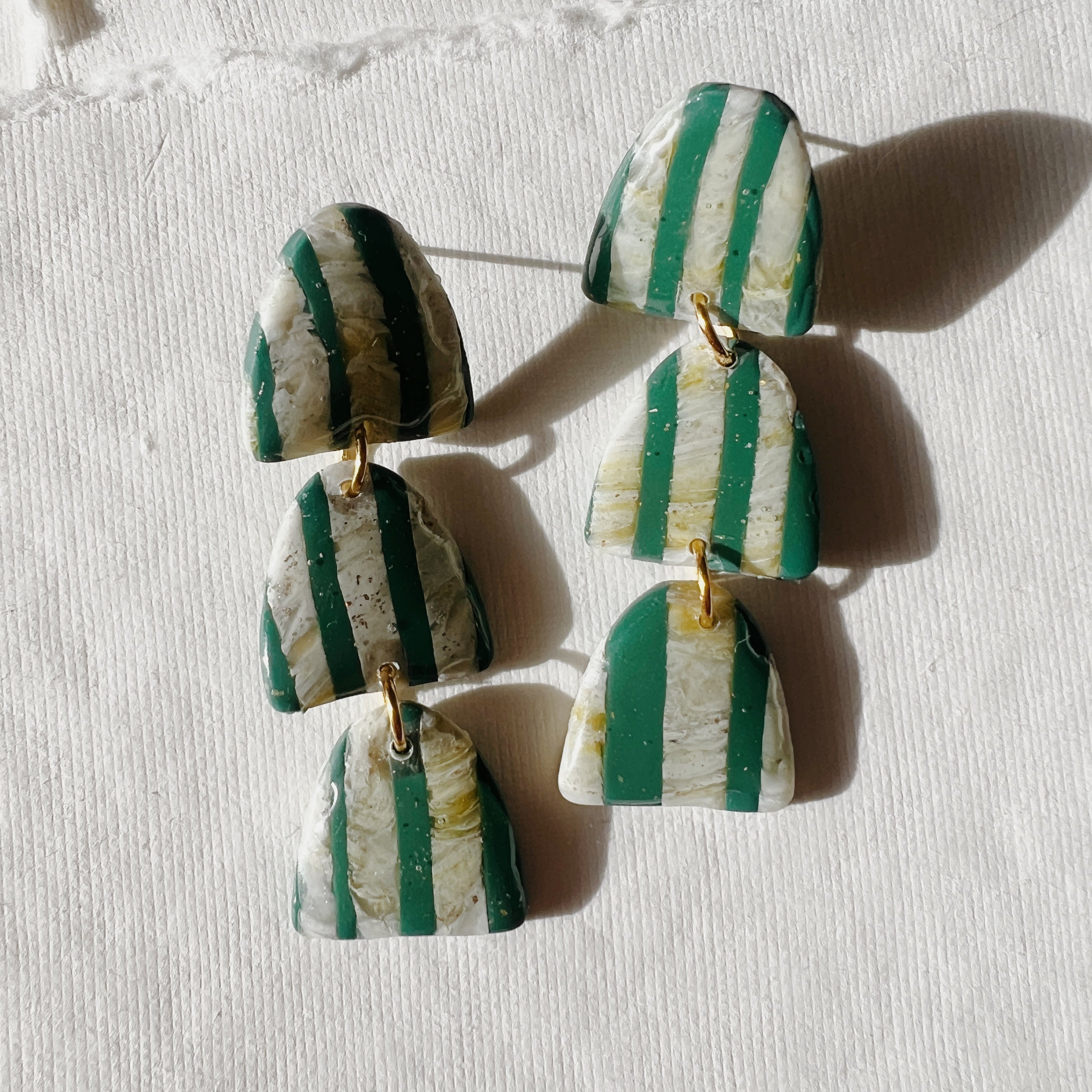 Green and Marble Stripe Dangles
