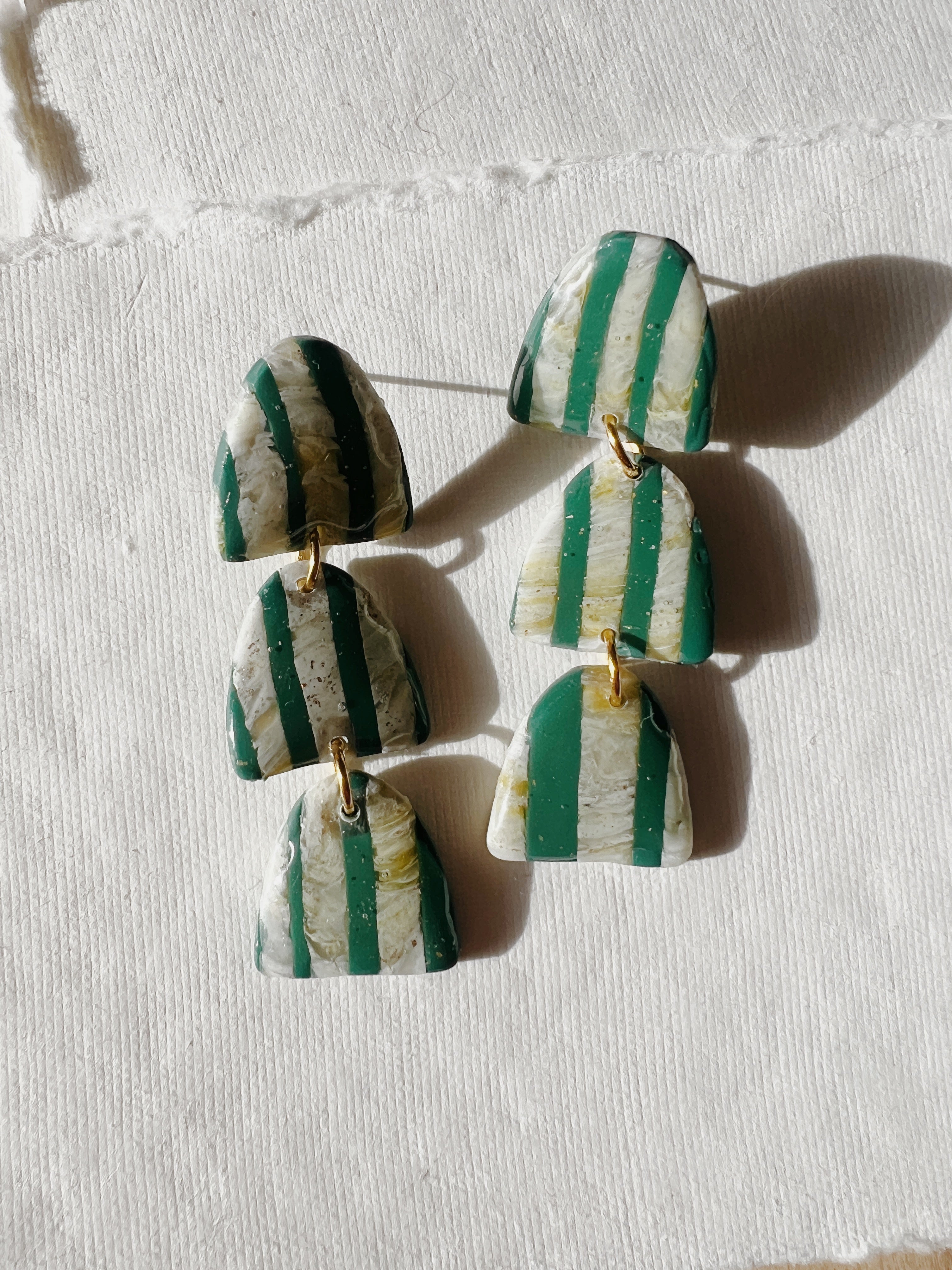 Green and Marble Stripe Dangles