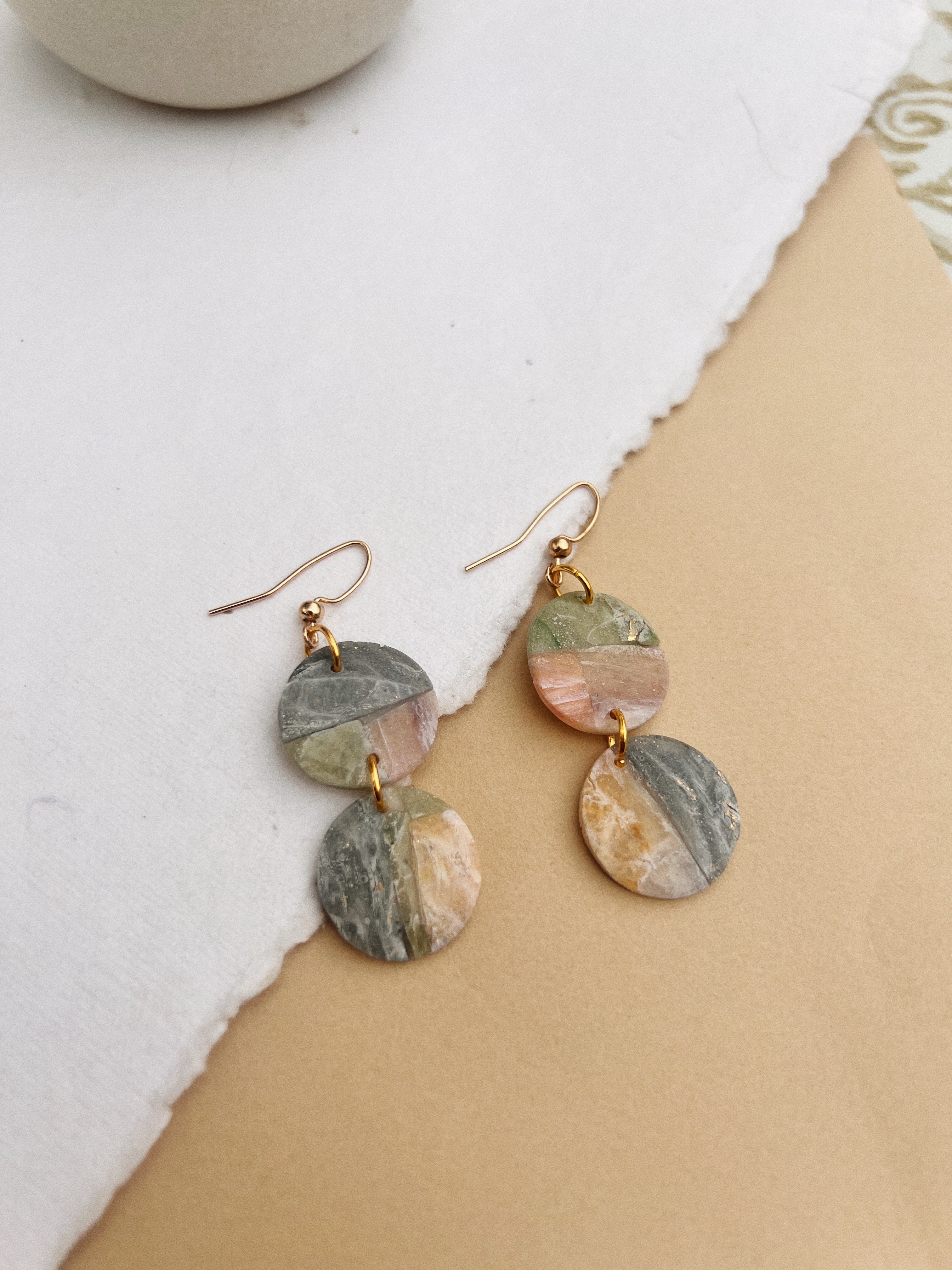 Multi Color Marble Pattern Dangle Earring