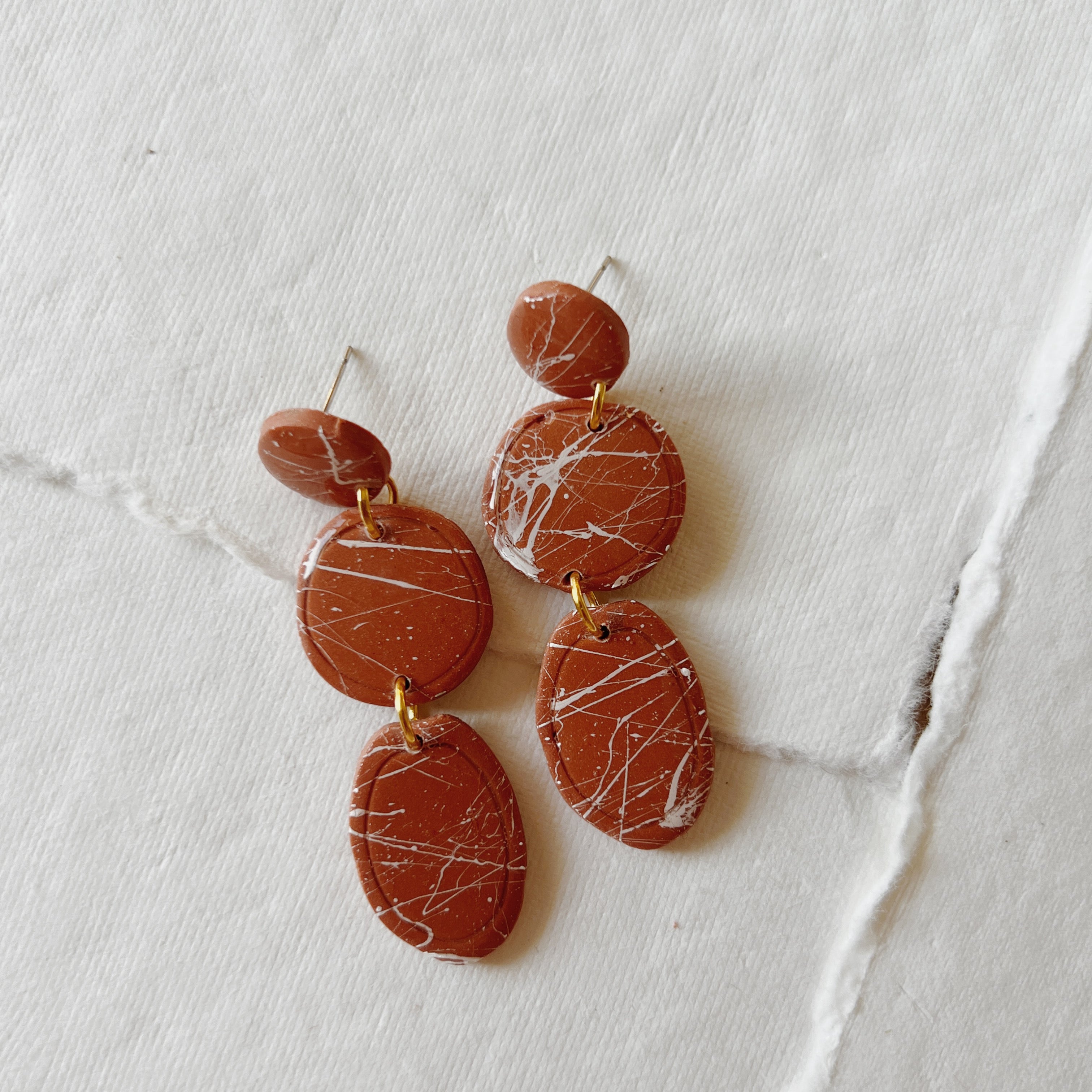 Brown and White Splatter Dangles