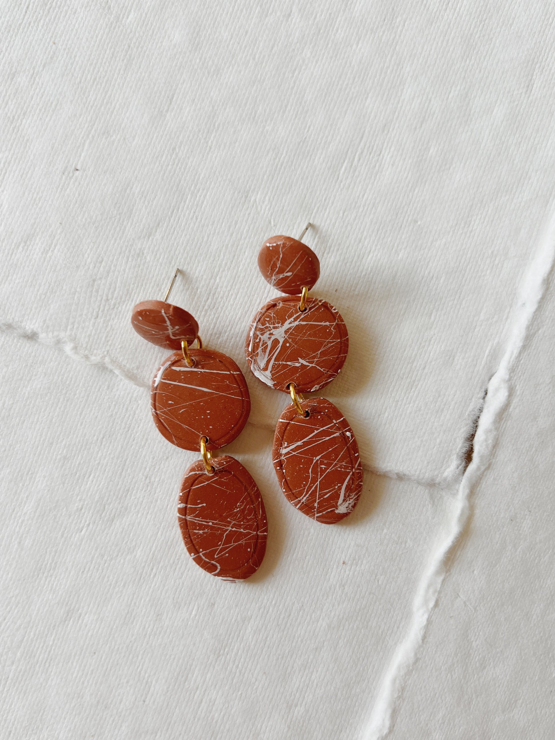 Brown and White Splatter Dangles