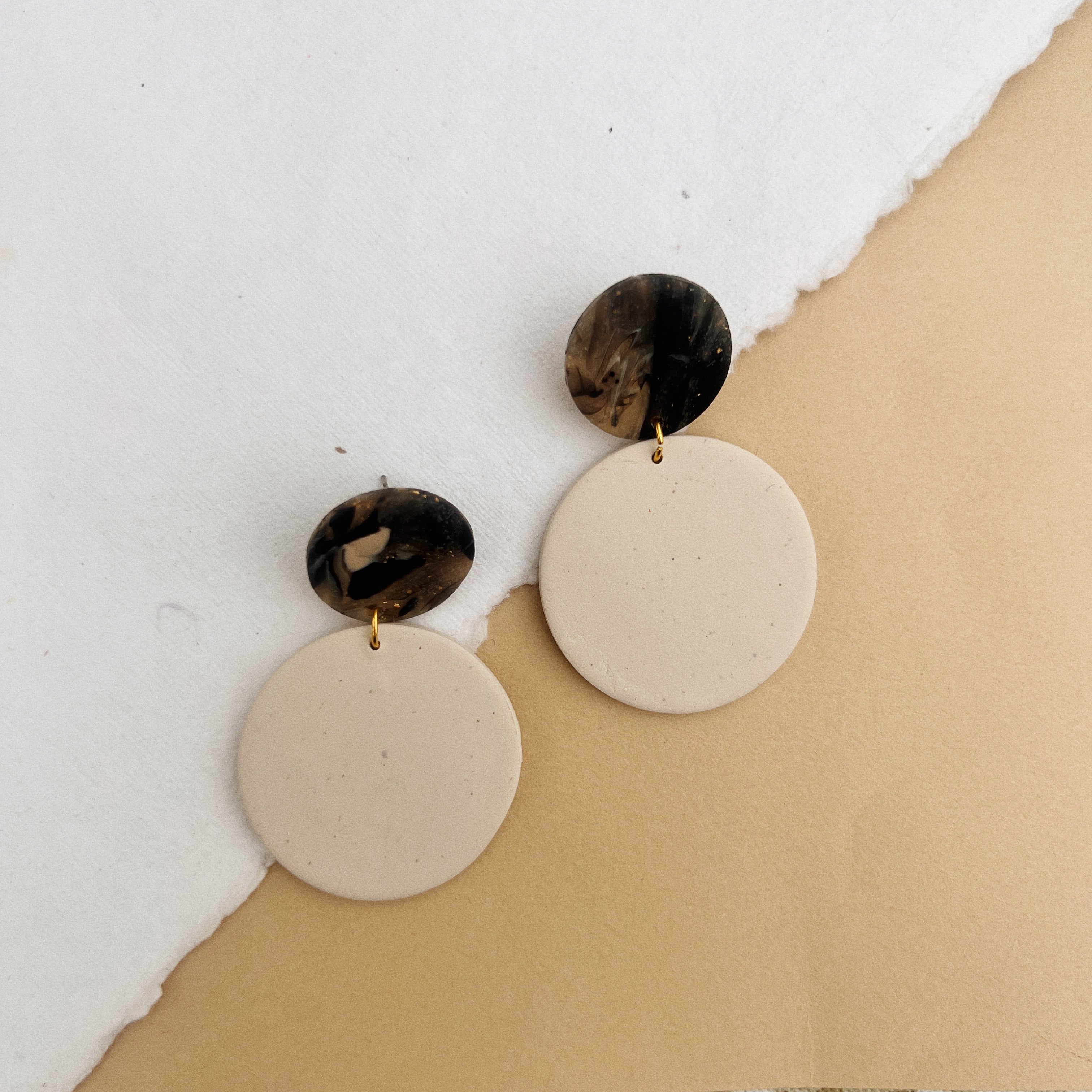 Black and Oat Multi Color Statement Earrings
