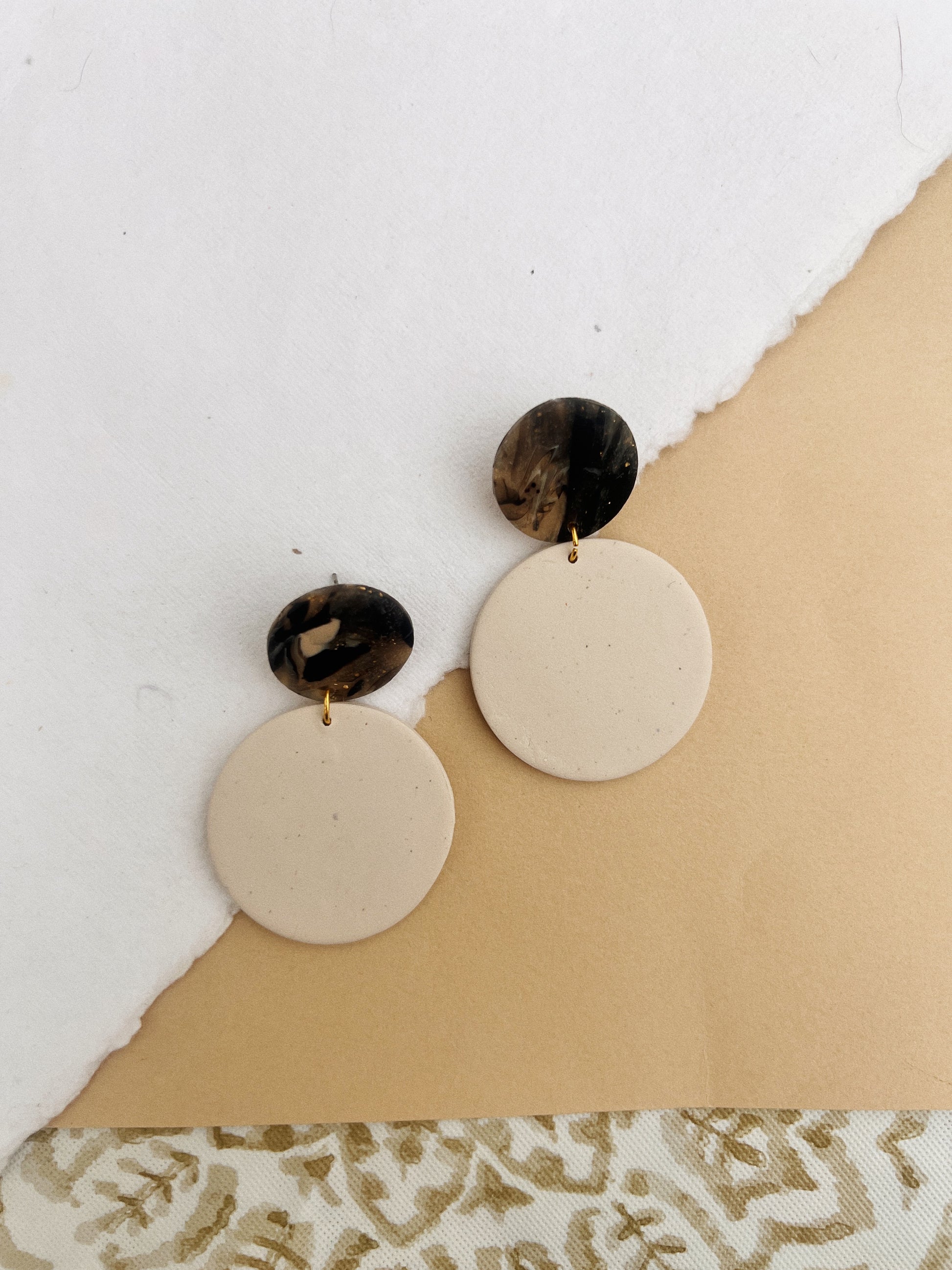 Black and Oat Multi Color Statement Earrings