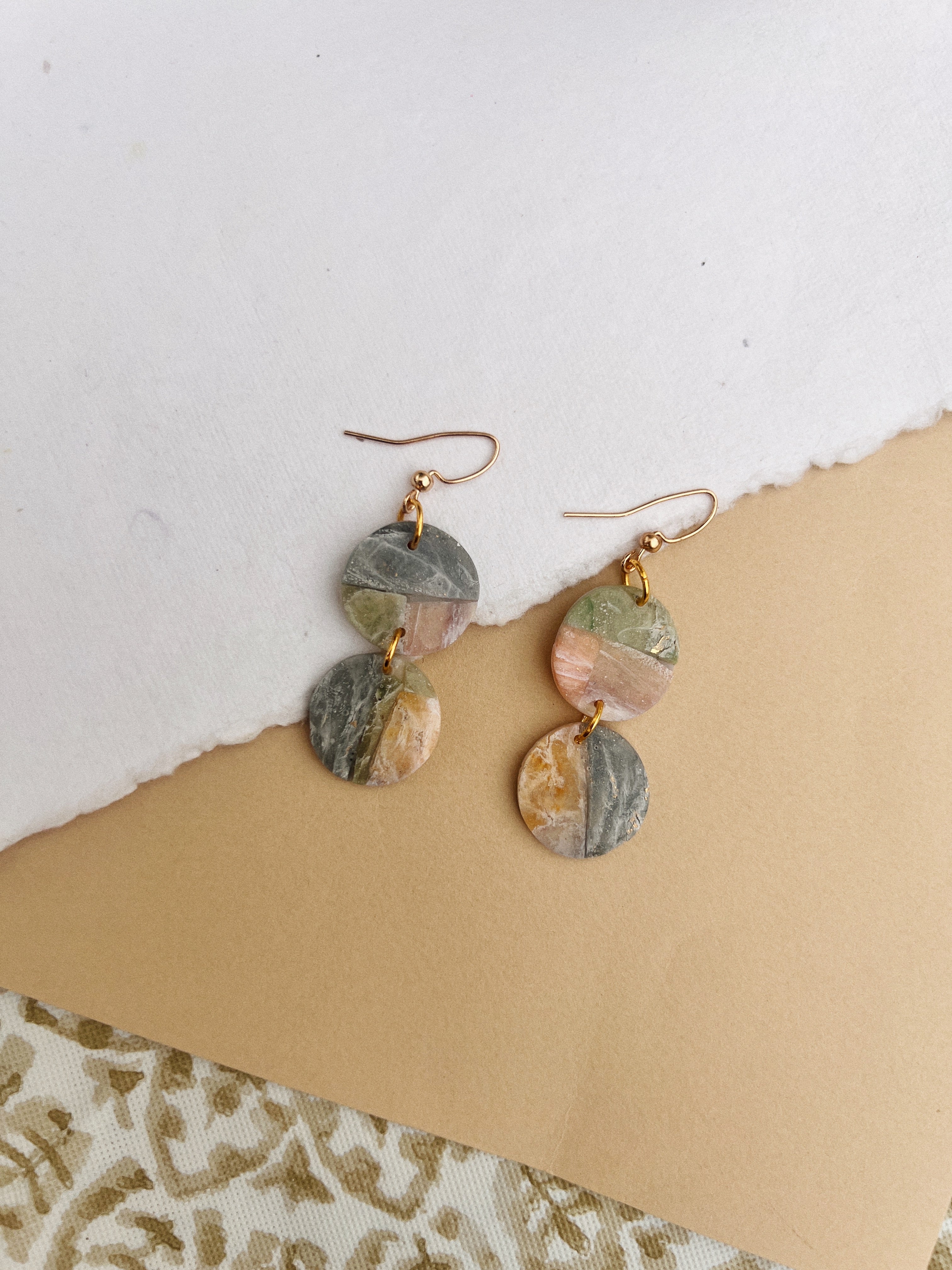 Multi Color Marble Pattern Dangle Earring