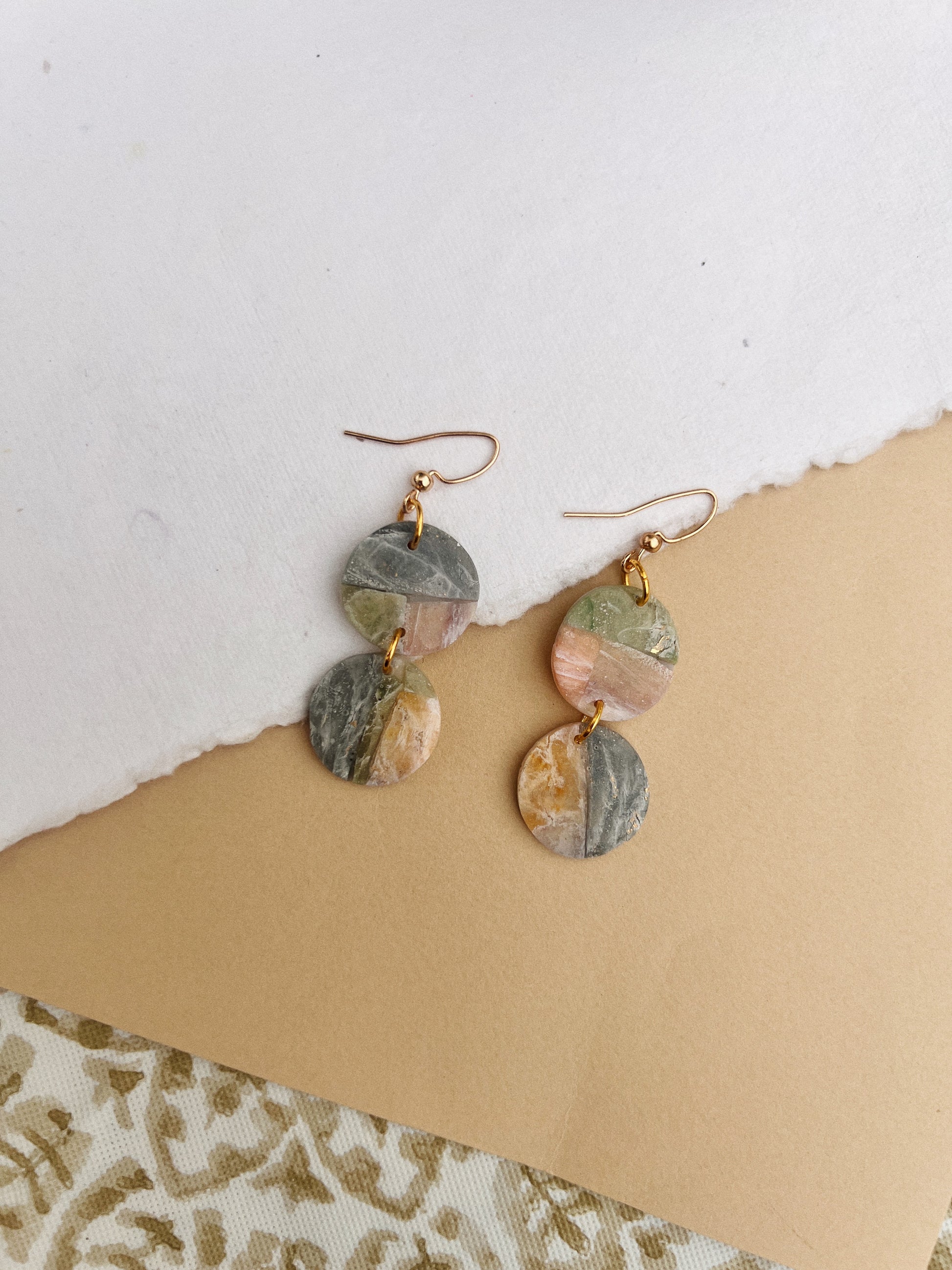 Multi Color Marble Pattern Dangle Earring