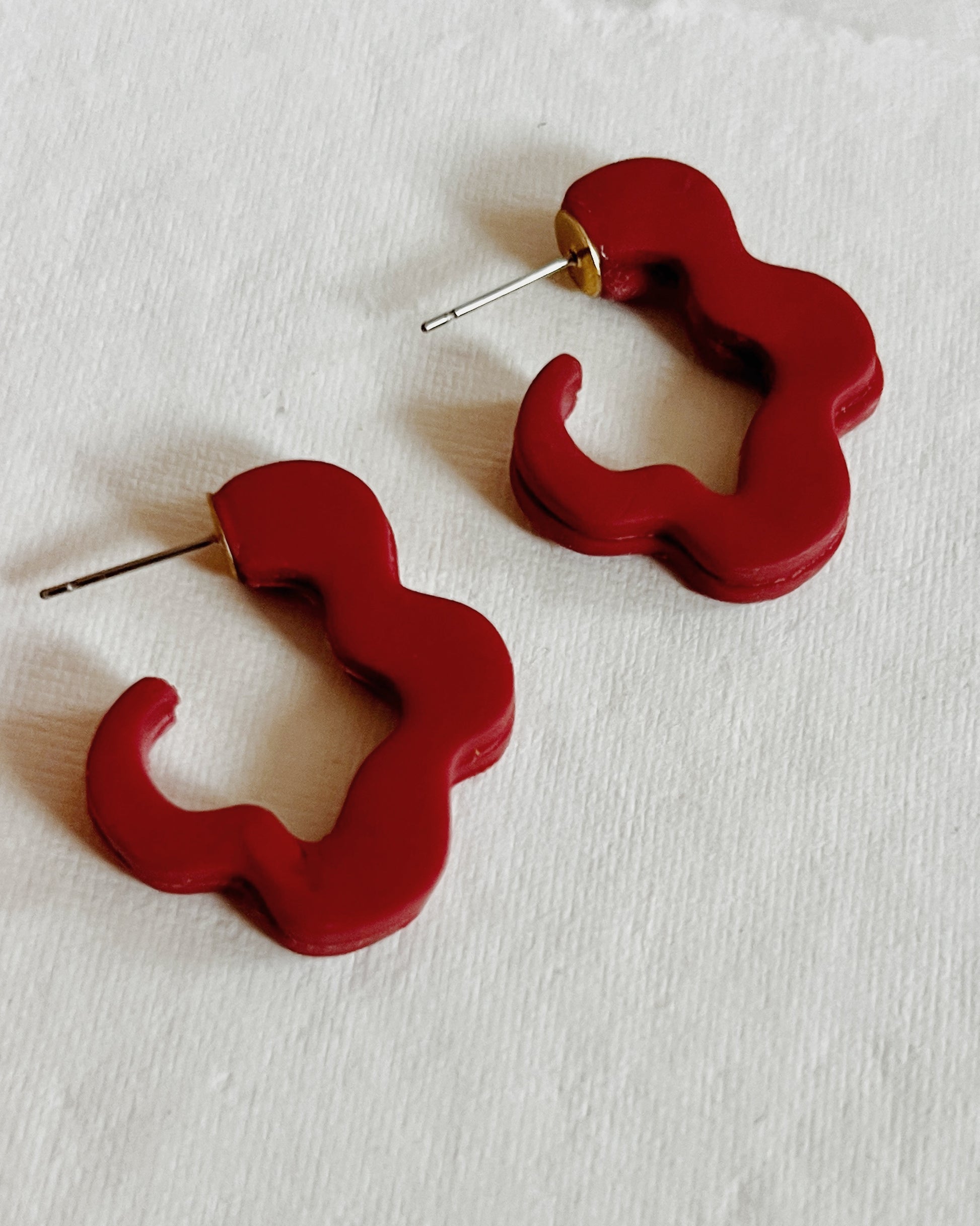 Red Squiggle Hoops