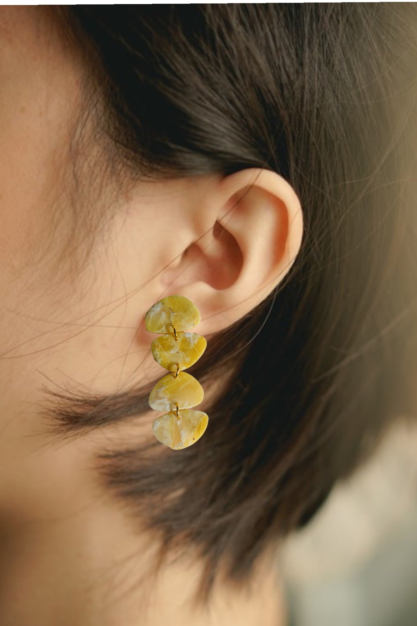 Green Faux Amazonite Drop Earring