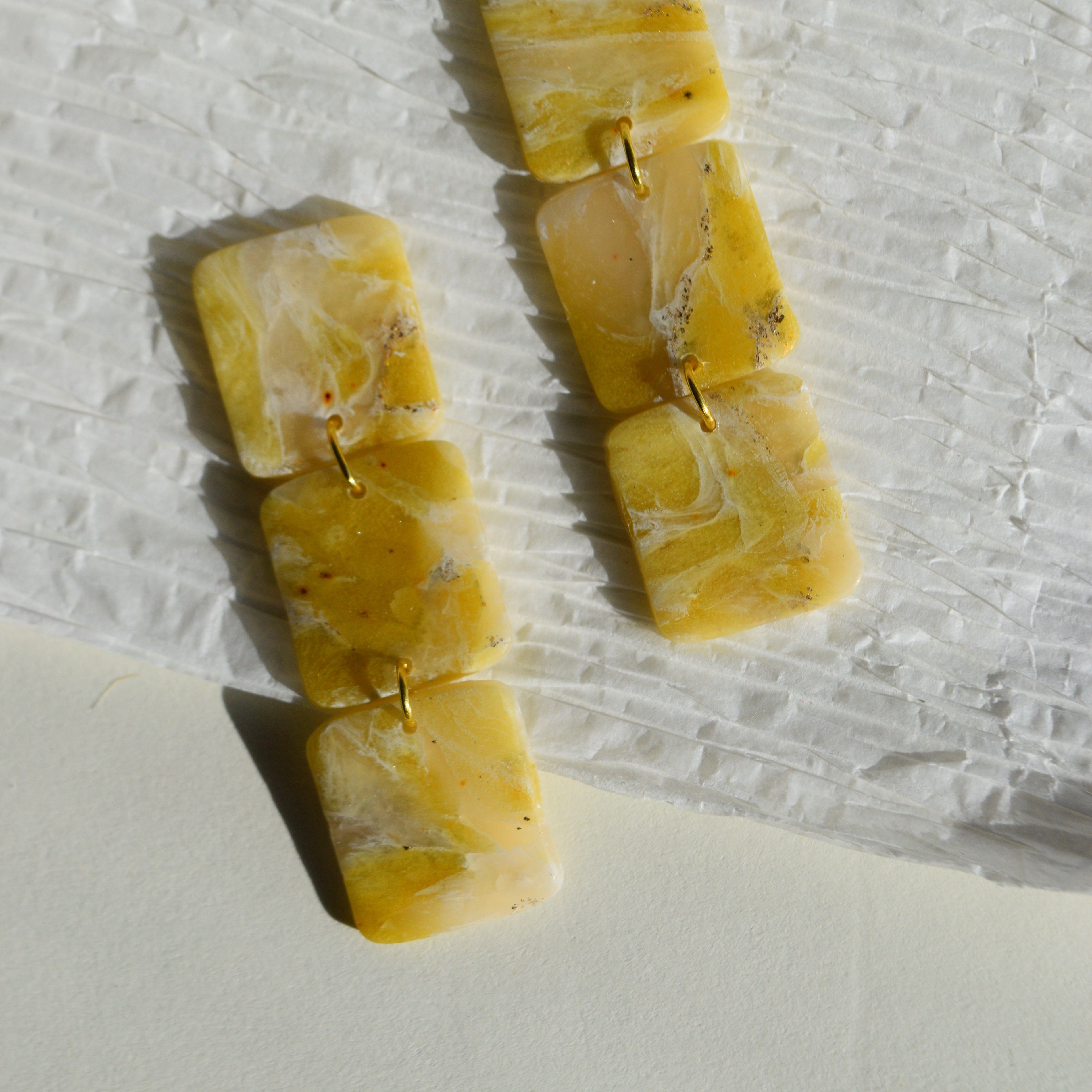 Green Faux Amazonite Square Drop Dangles