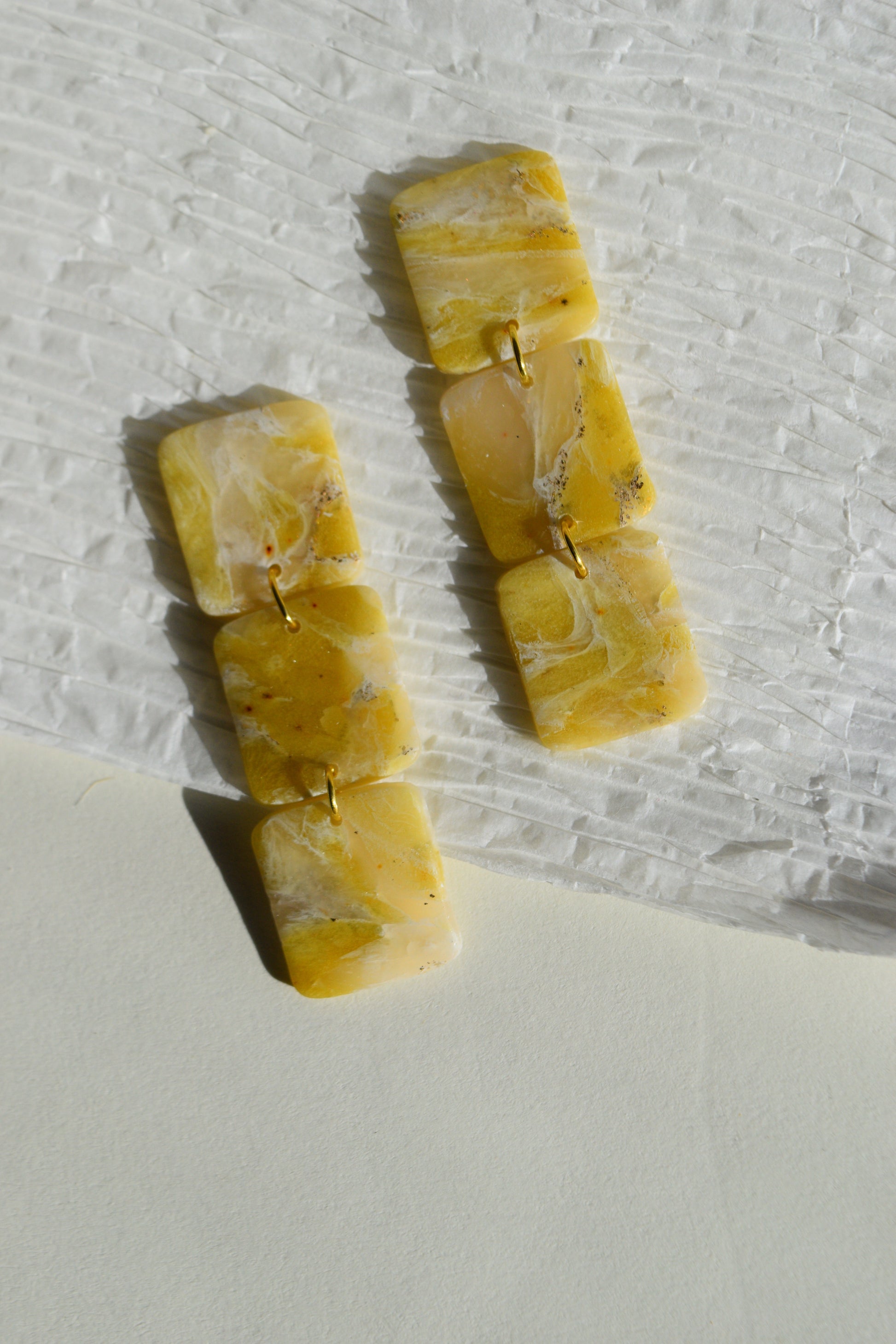 Green Faux Amazonite Square Drop Dangles