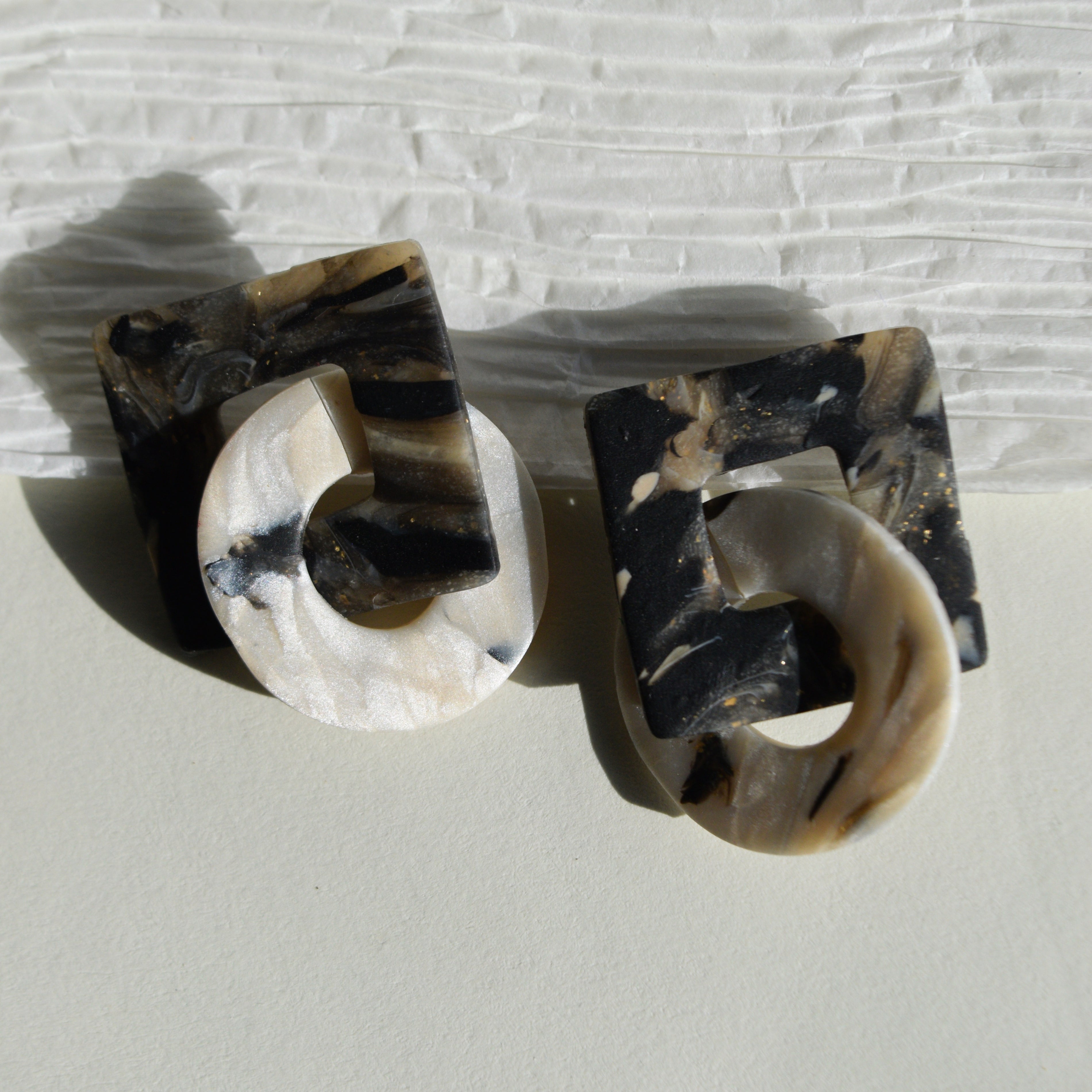 Geometric Marble Dangle Earrings