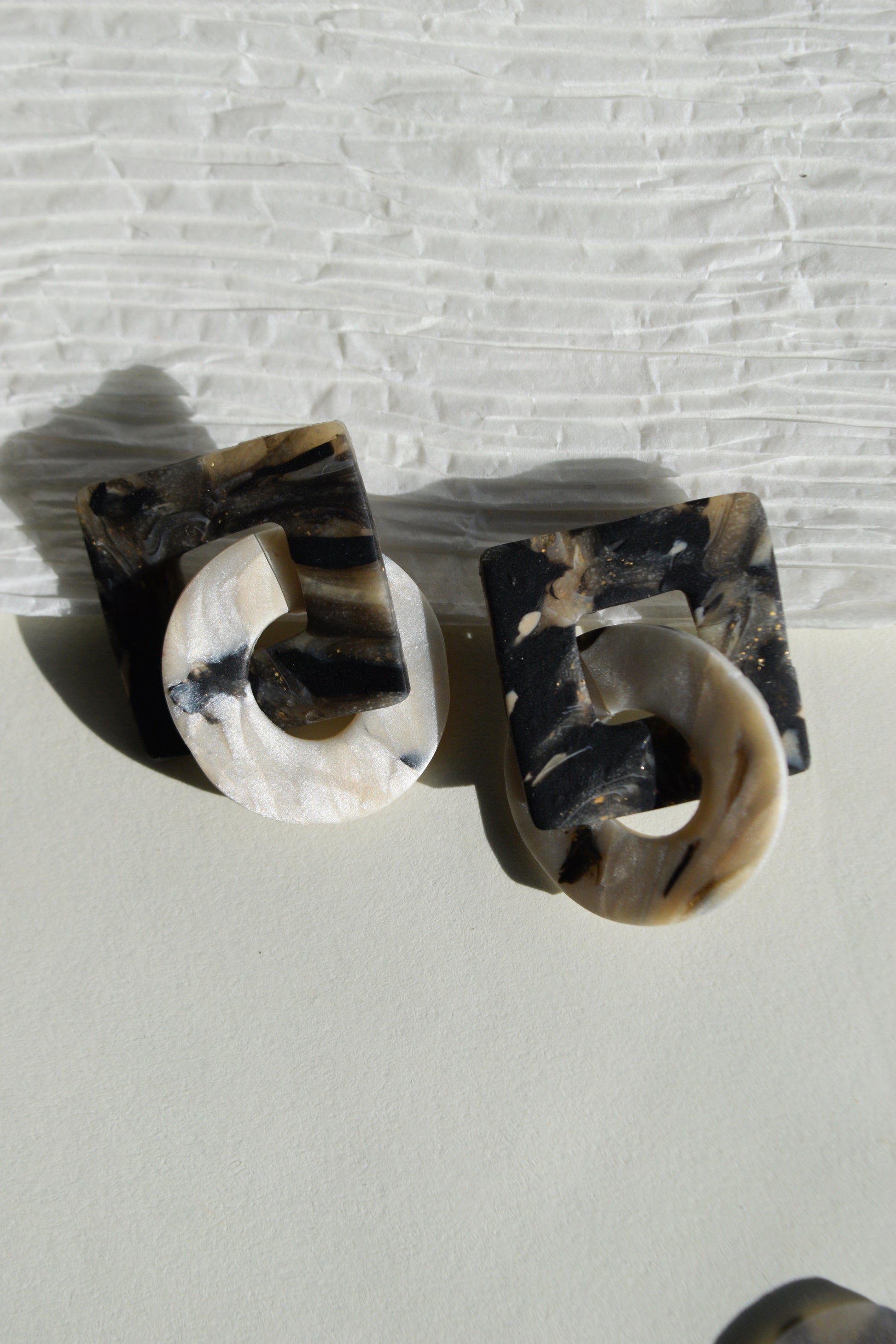 Geometric Marble Dangle Earrings
