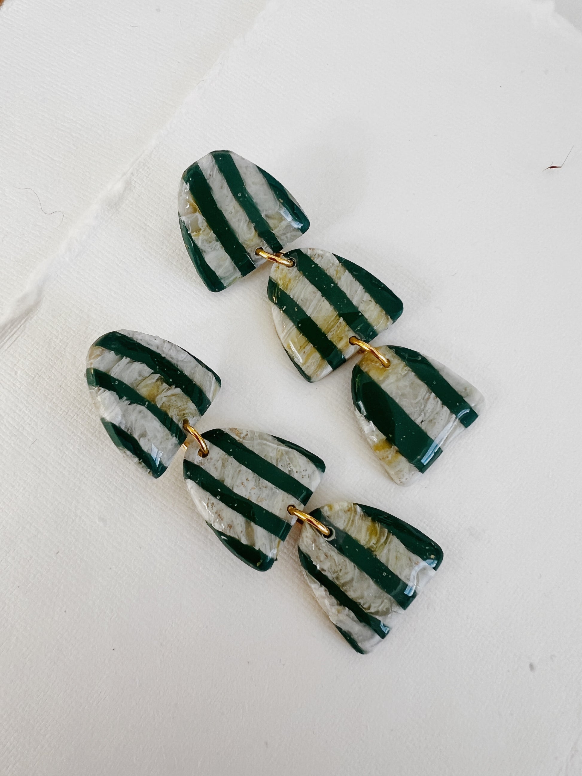 Green and Marble Stripe Dangles