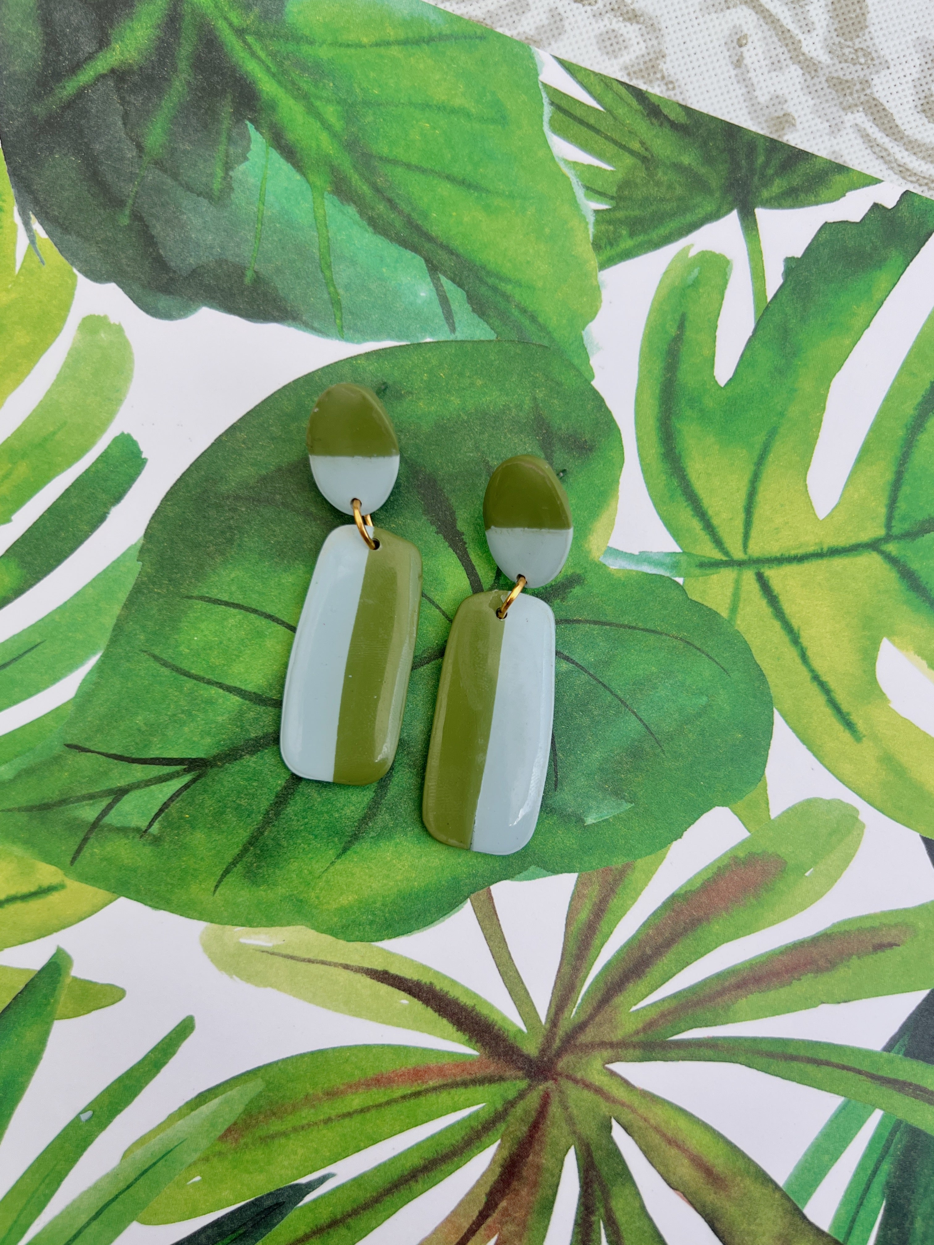 Green and Blue Color Block Dangles