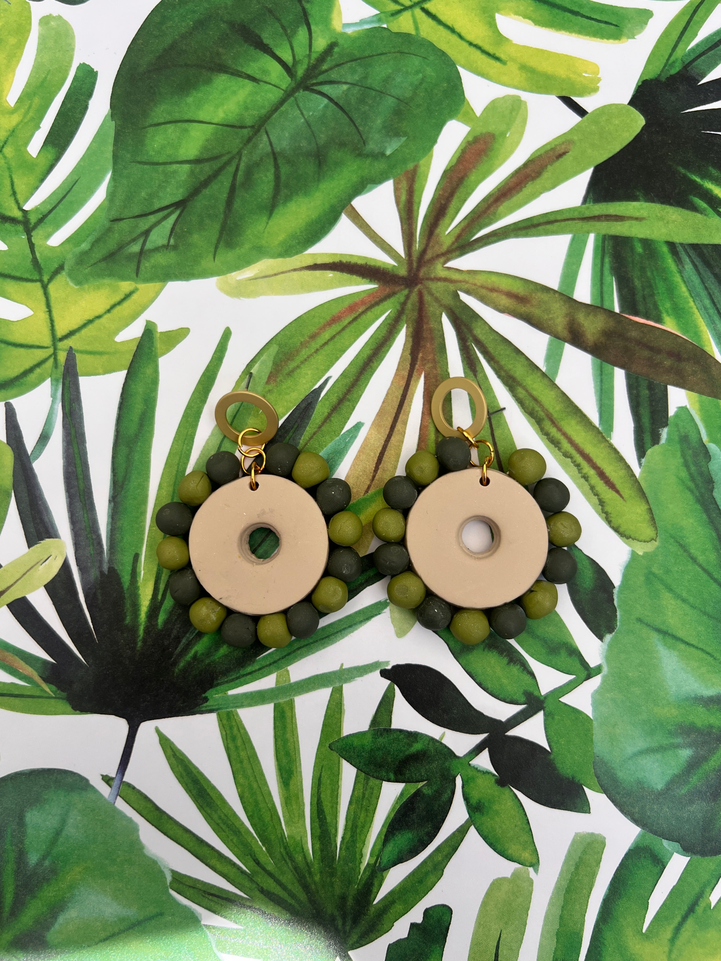 Circle Pom Pom Styled Dangles
