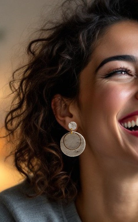 White Stucco Dangle Earring