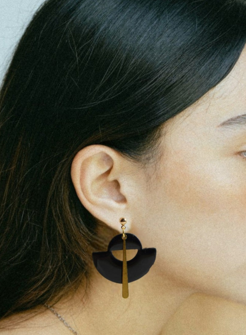 Black Modern Dangle Earring