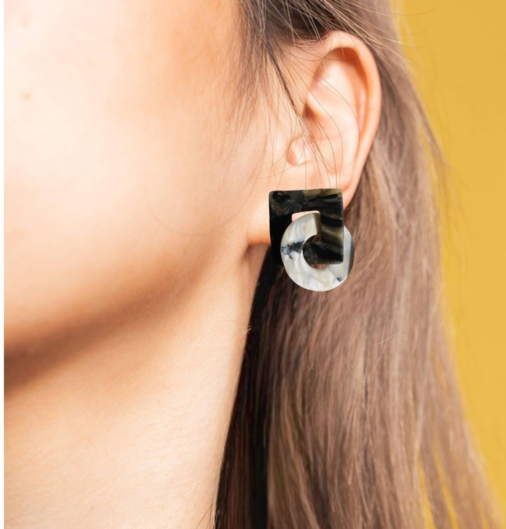 Geometric Marble Dangle Earrings
